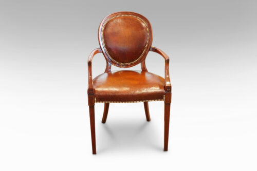 Edwardian mahogany and leather desk chair