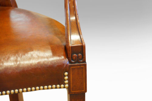 Edwardian mahogany and leather desk chair