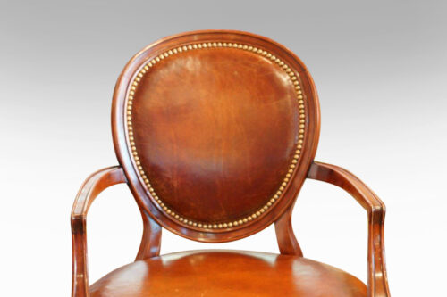 Edwardian mahogany and leather desk chair