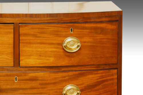 George III small mahogany bow fronted chest of drawers