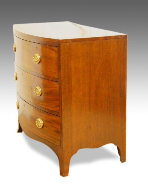 George III small mahogany bow fronted chest of drawers