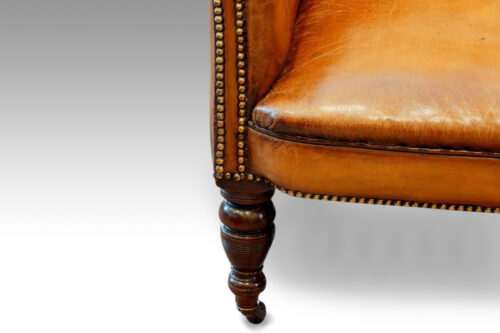 Victorian button-back leather easy chair