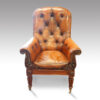 William IV mahogany leather button-back reading easy chair