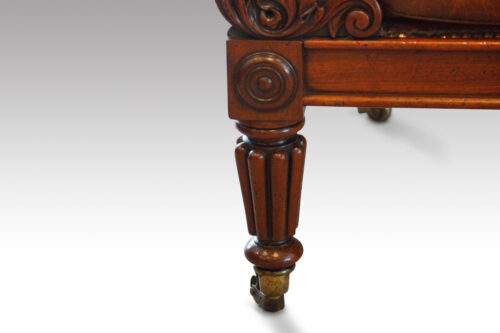 William IV mahogany leather button-back reading easy chair