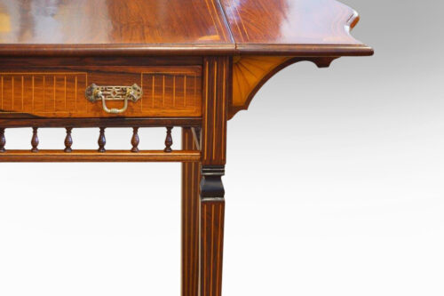Edwardian inlaid rosewood drop-flap table detail
