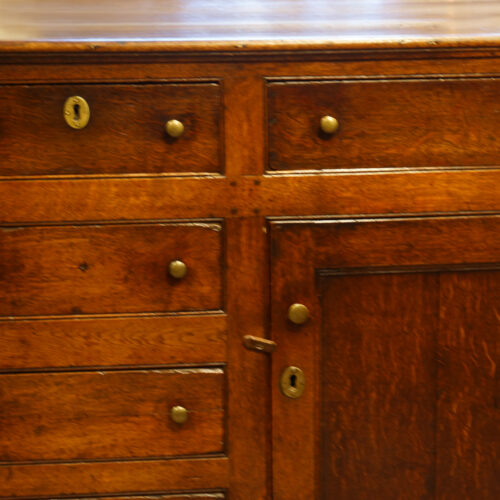 George III oak dresser base detail