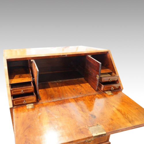 George III walnut bureau cupboard