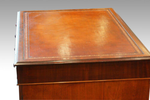 Victorian small mahogany partners desk leather top
