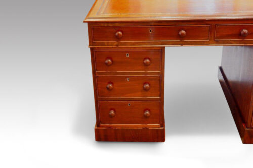 Victorian small mahogany partners desk pedestal