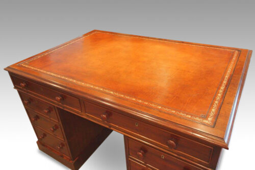Victorian small mahogany partners desk writing surface