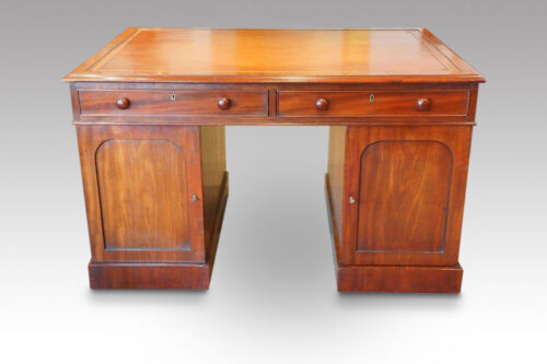 Victorian small mahogany partners desk rear