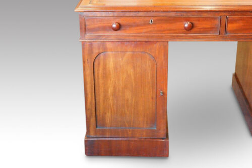 Victorian small mahogany partners desk door panel