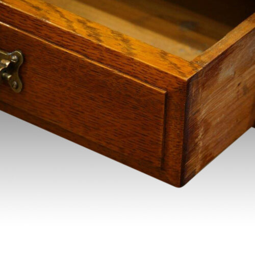 Edwardian large oak pedestal desk, 5