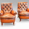 Pair of Edwardian leather club chair