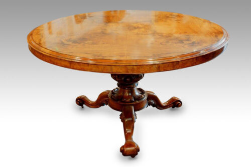 Victorian burr walnut circular dining table