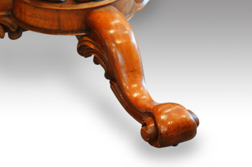 Victorian burr walnut circular dining table leg