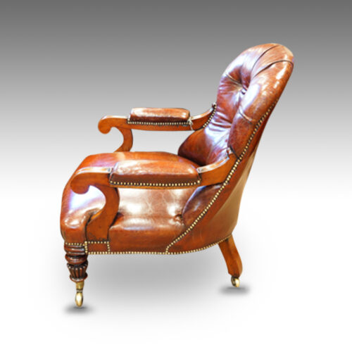 William IV mahogany leather reading chair side