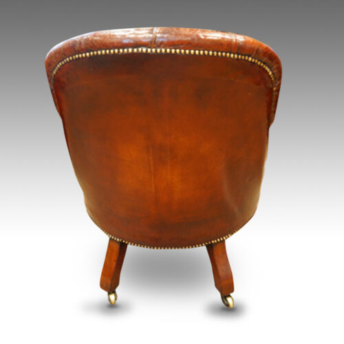 William IV mahogany leather reading chair rear