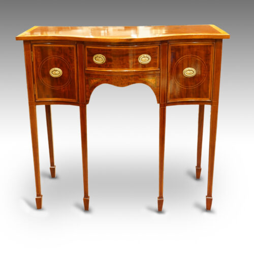 Edwardian inlaid serpentine small sideboard