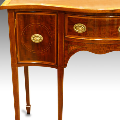Edwardian inlaid serpentine small sideboard,4