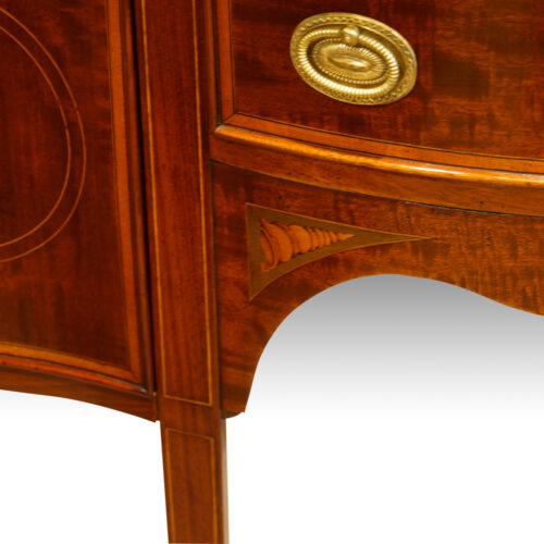 Edwardian inlaid serpentine small sideboard,1