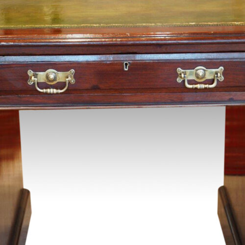 Edwardian mahogany pedestal desk brass handles