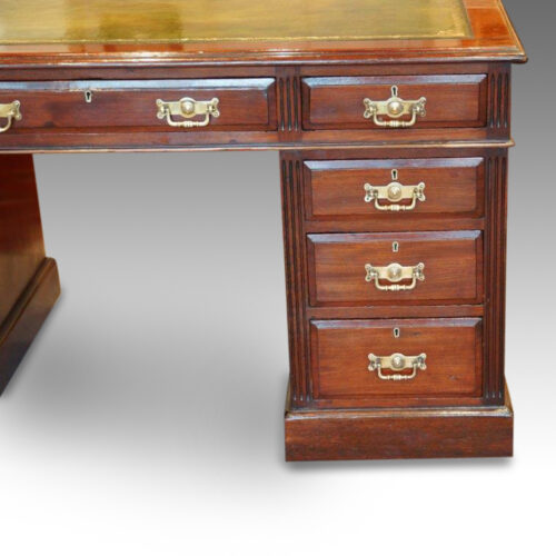 Edwardian mahogany pedestal desk drawers