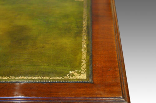 Edwardian mahogany pedestal desk gold tooling