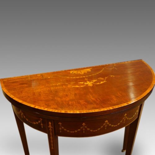 Edwardian small demi-lune card-table