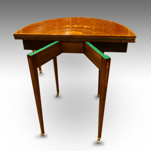 Edwardian small demi-lune card-table back legs