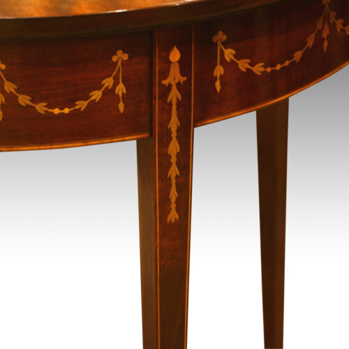 Edwardian small demi-lune card-table leg detail