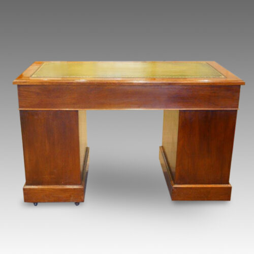 Edwardian walnut pedestal desk rear