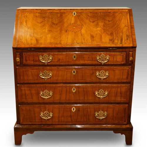 George III inlaid walnut bureau