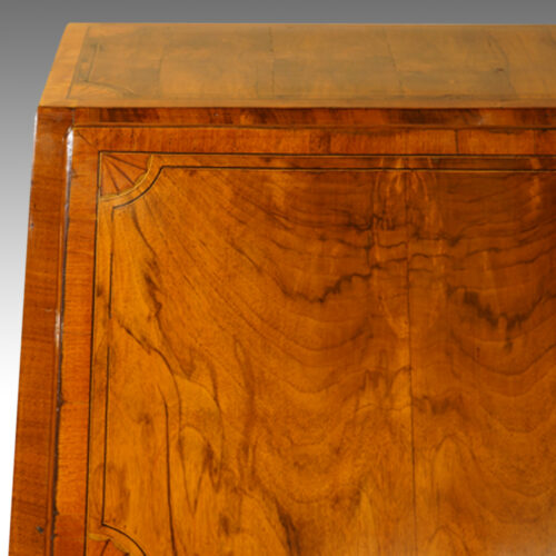 George III inlaid walnut bureau flap detail