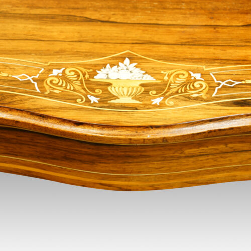 Victorian inlaid rosewood shaped centre table detail inlay