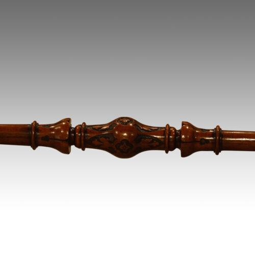 Victorian shaped inlaid walnut cardtable pole stretcher