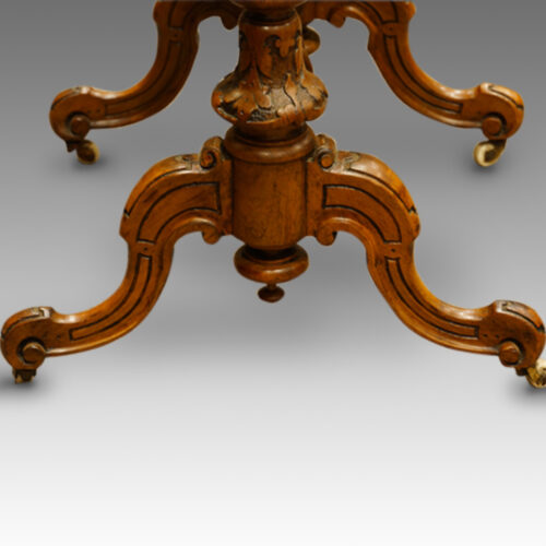 Victorian inlaid walnut shaped work-table base