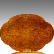 Victorian inlaid walnut shaped work-table interior lid
