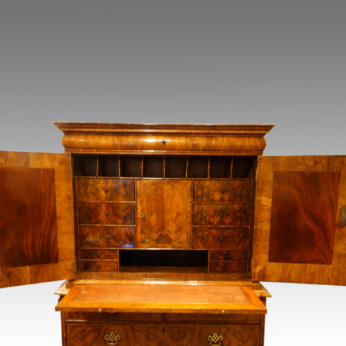 Queen Anne walnut fitted cabinet interior