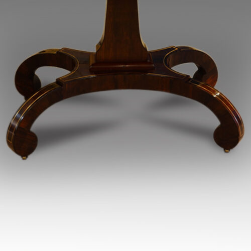 Regency brass inlaid sofa table on scroll feet,10