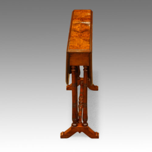 Victorian burr walnut small Sutherland table,4
