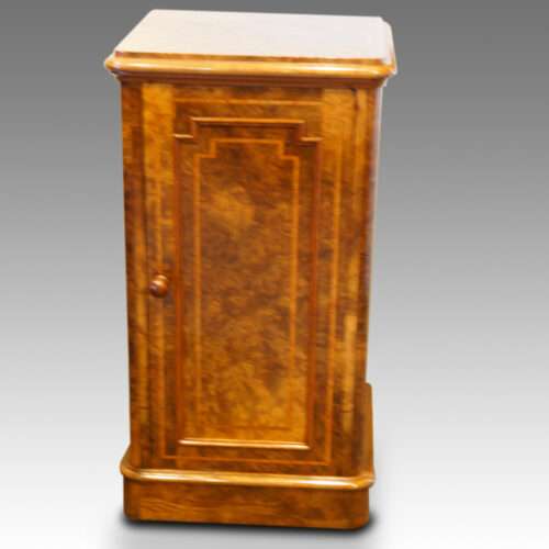 Victorian inlaid walnut bedside cabinet