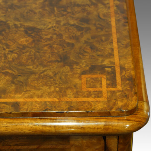 Victorian inlaid walnut bedside cabinet,2