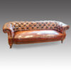Victorian walnut button-back leather Chesterfield