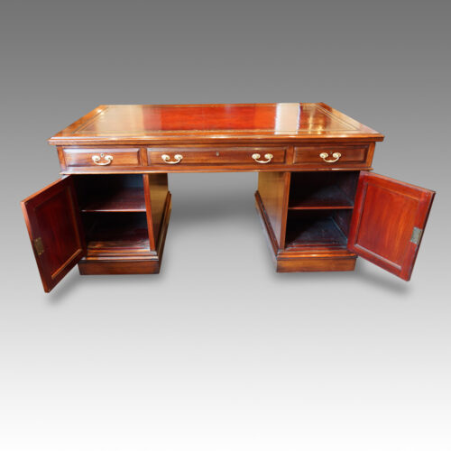 Antique partners desk doors open