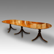 Mahogany cross-banded triple pillar dining table