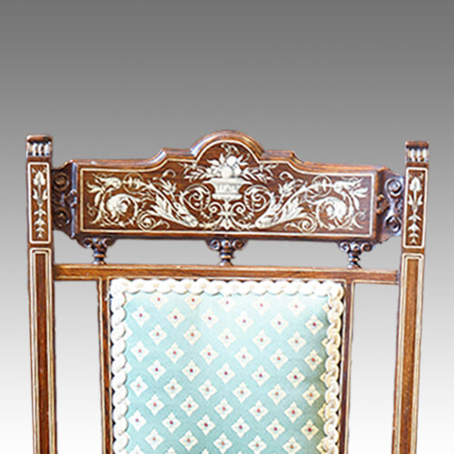 Pair of superb Victorian rosewood side chairs back detail