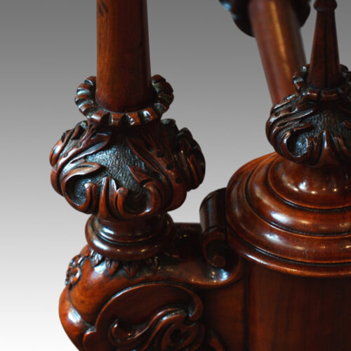 Victorian burr walnut card-table carved column