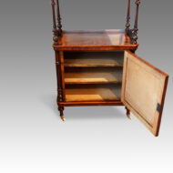 Victorian inlaid walnut music cabinet whatnot interior