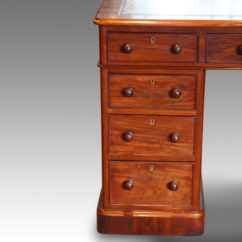 Victorian mahogany pedestal desk pedestal detail